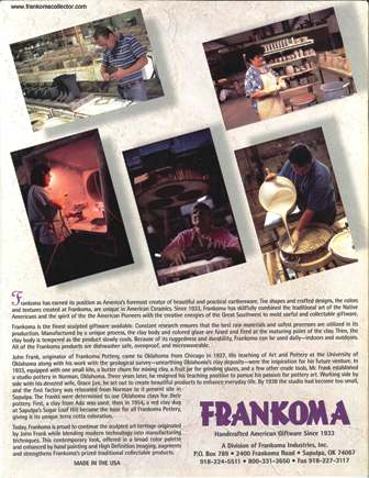 Frankoma Catalog 1995 back cover